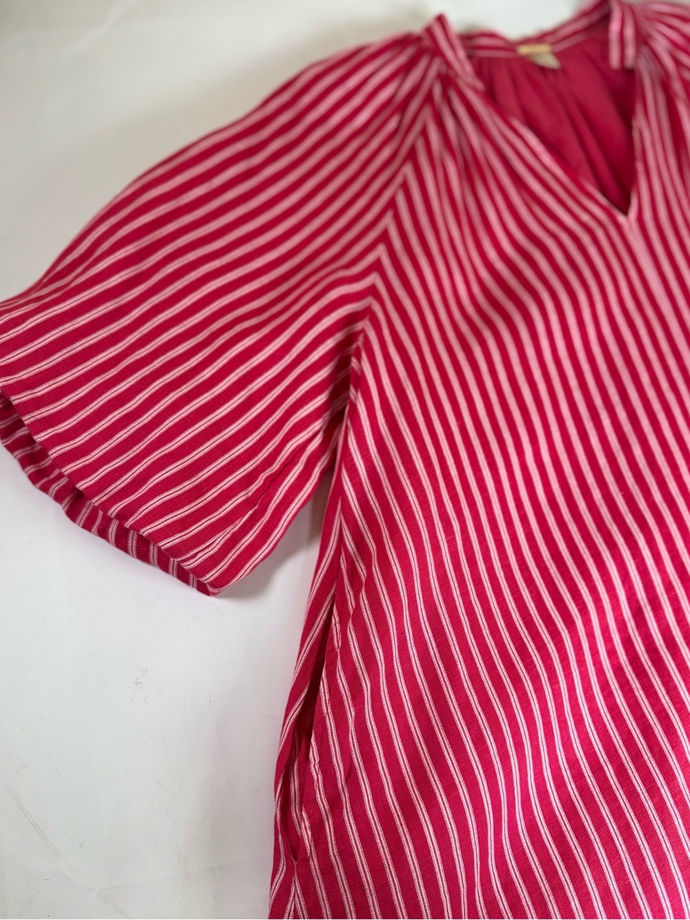 Magaschoni Pink White Linen Striped Shift Dress Pockets M - Picture 5 of 8